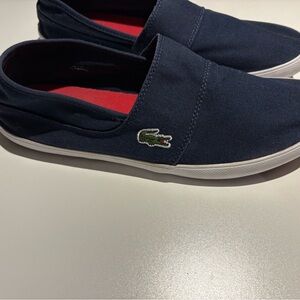 Lacoste Dark Blue Canvas Slip-Ons Size 9.5